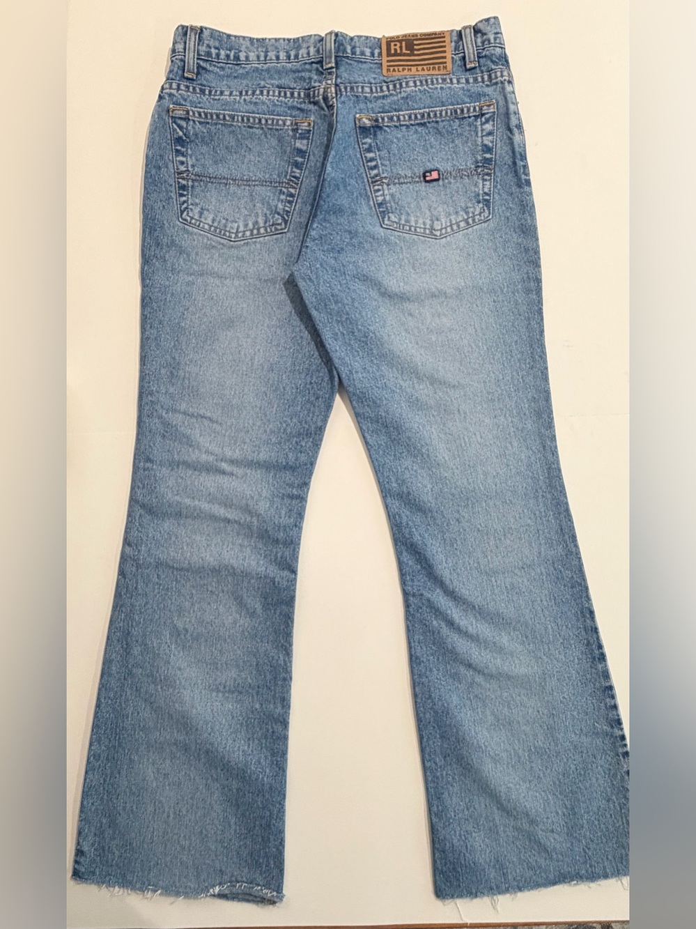 Vintage Polo Ralph Lauren Low Rise Flare Jeans Size 9/10 Y2K Raw Hem - Picture 7 of 8